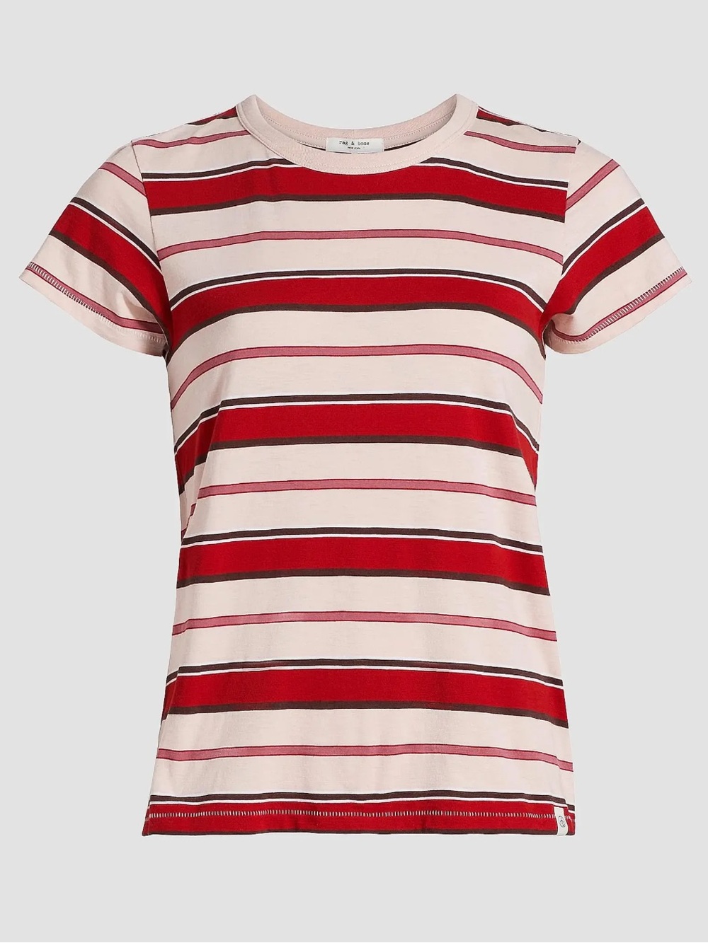 RAG & BONE Slub Stripe Tee - Pink and Red
